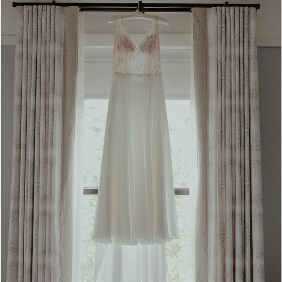 Justin Alexander A-line Wedding Dress Ivory/Nude,Tag Size 8/Street Size 4,#88003 - Picture 7 of 16